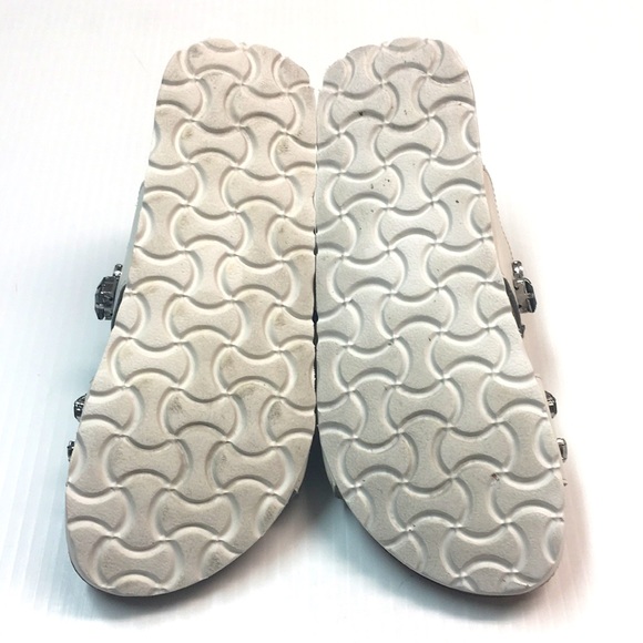 Design Lab Women’s White Leather Slides with Bling Embellishments. Sz 5. - Picture 9 of 11